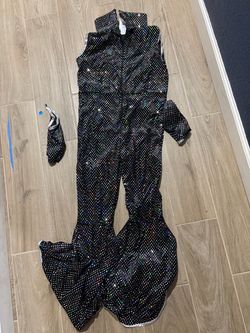 Disco Black Romper Costume Outfit Womens Small Halloween 70’s 1970