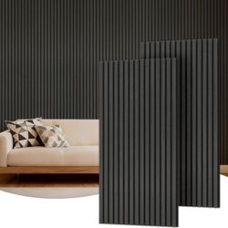 New Sealed 2 Pack TONOR Wood Slat Wall Panels Black 47.2" x 23.6"