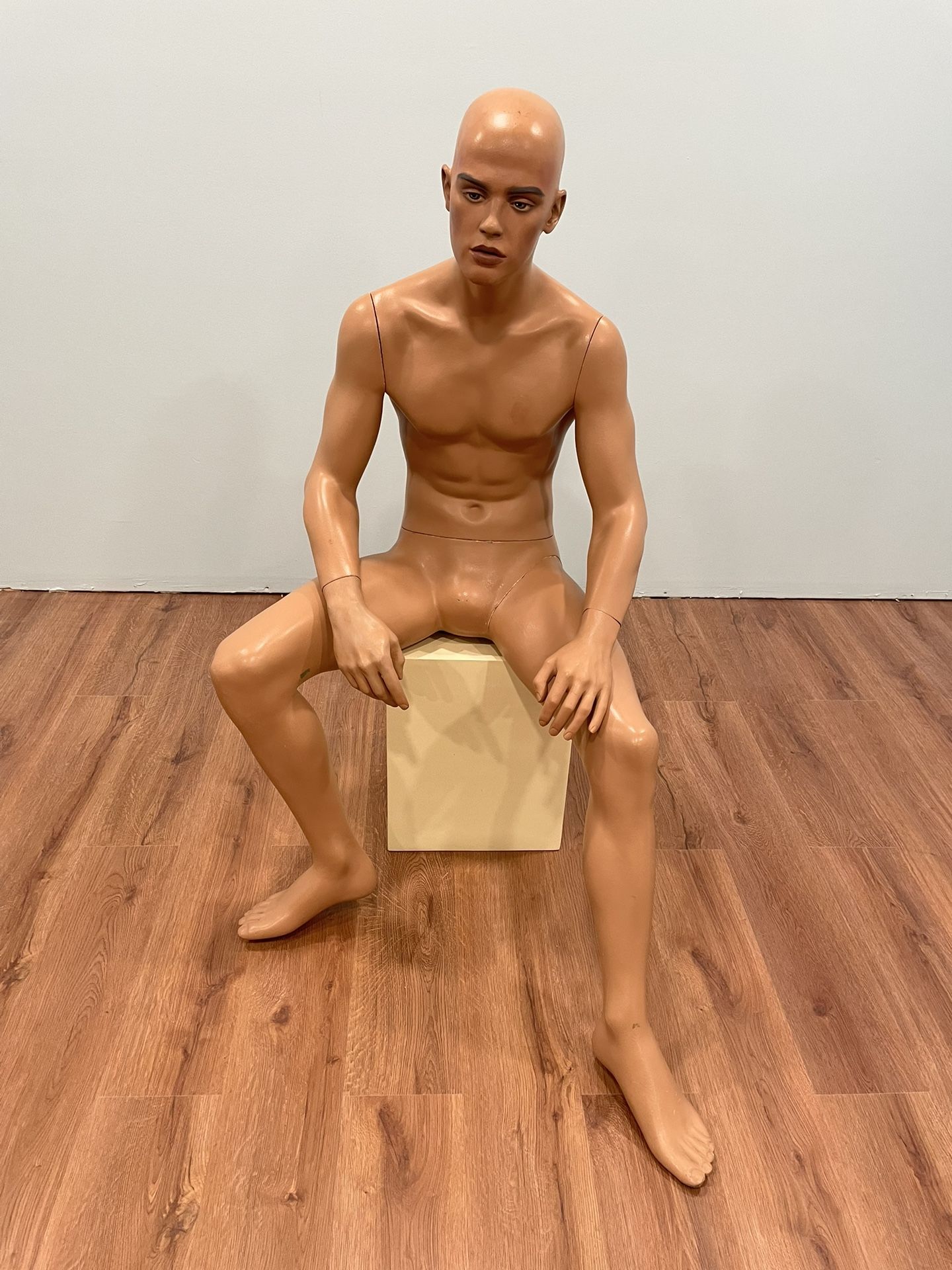 Seated Fiberglass Male Mannequin