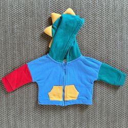 Cat & Jack Newborn Baby Dinosaur Hoodie Jacket Full Zip Colorblock Multi Unisex