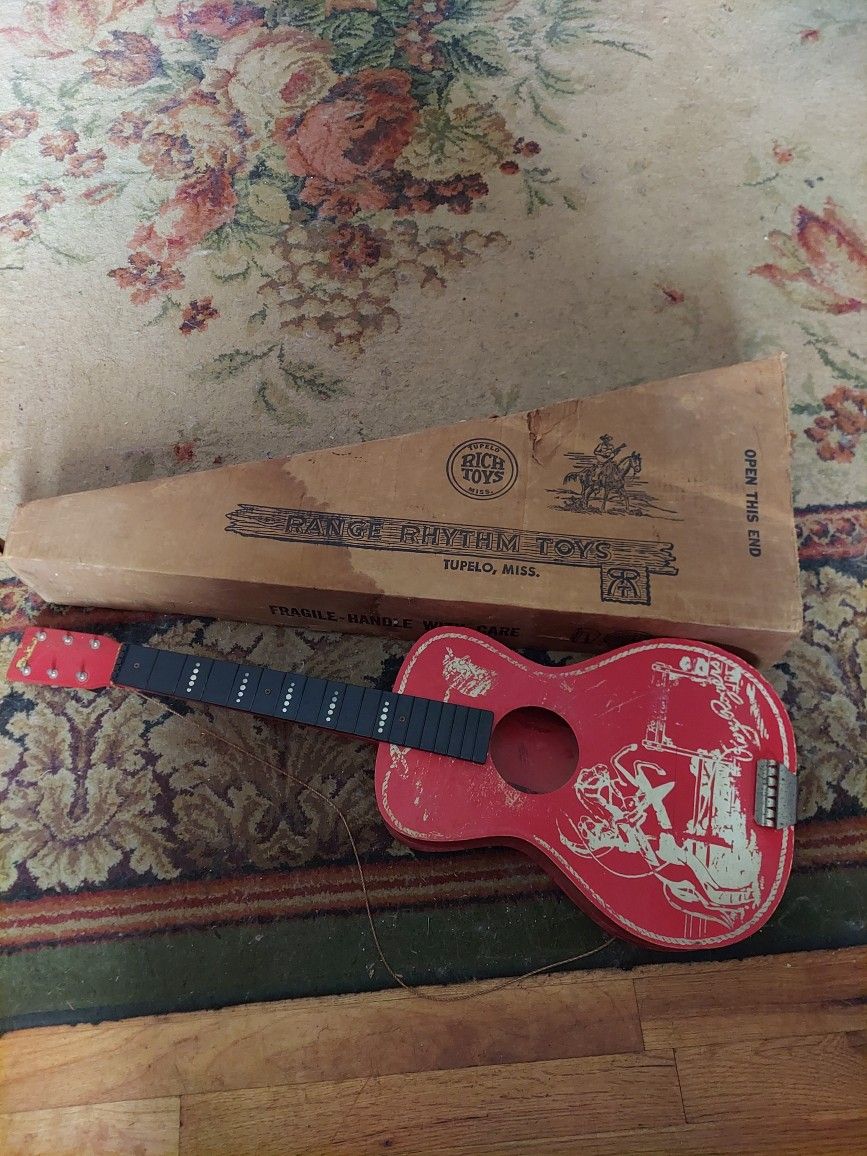 Vintage 1950s Roy Rogers Kids Guitar. Range Rhythm Toys