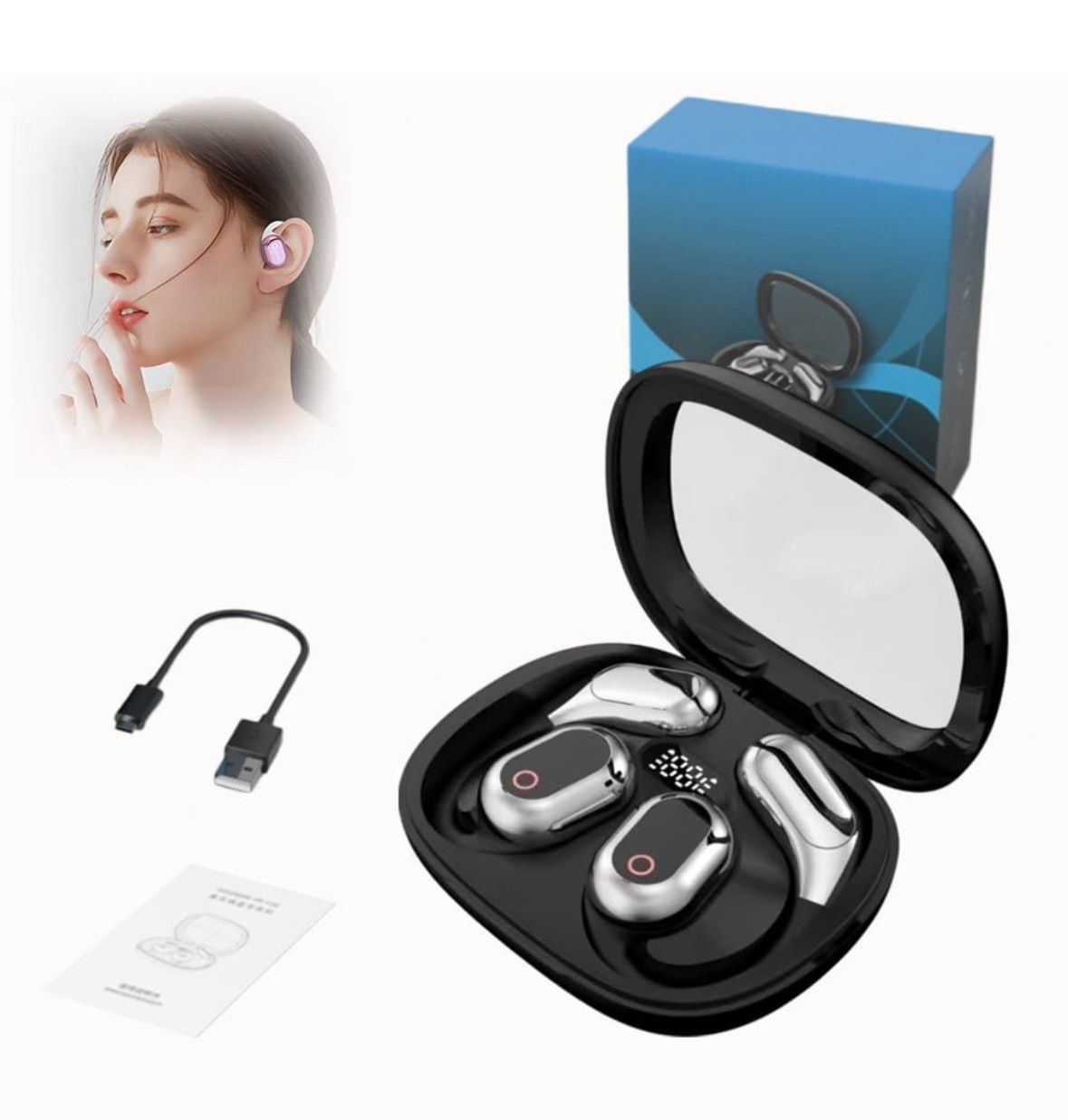 Language Translator, Hy-Undai Y16 AI Wireless Bluetooth Earbuds,Wireless High Precision Translation Headphones,Open Free Wireless Translation Bluetoot