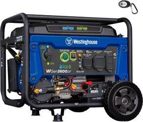 Westinghouse 4650 Peak Watt Dual Fuel Portable Generator, Remote Electric Start with Auto Choke, RV Ready 30A Outlet, Gas & Propane Powered 4650W Dual