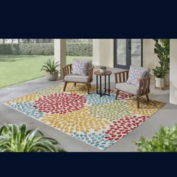 Hampton Bay Park Pointe Multi Color 8 ft. x 10 ft. Color Burst Indoor/Outdoor Area Rug