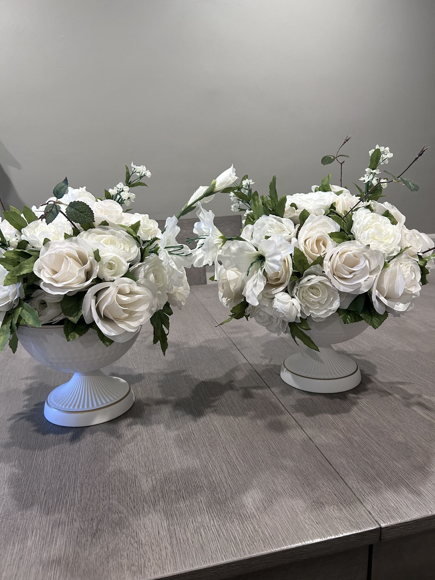 Faux White Roses Arrangements
