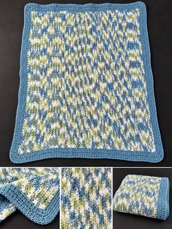 Handmade Crochet Blanket Blue Green White