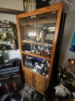 Armoire Cabinet Glass Doors Lighted