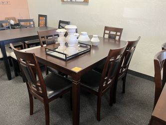 Dark Brown Dining Table with 6 Chairs