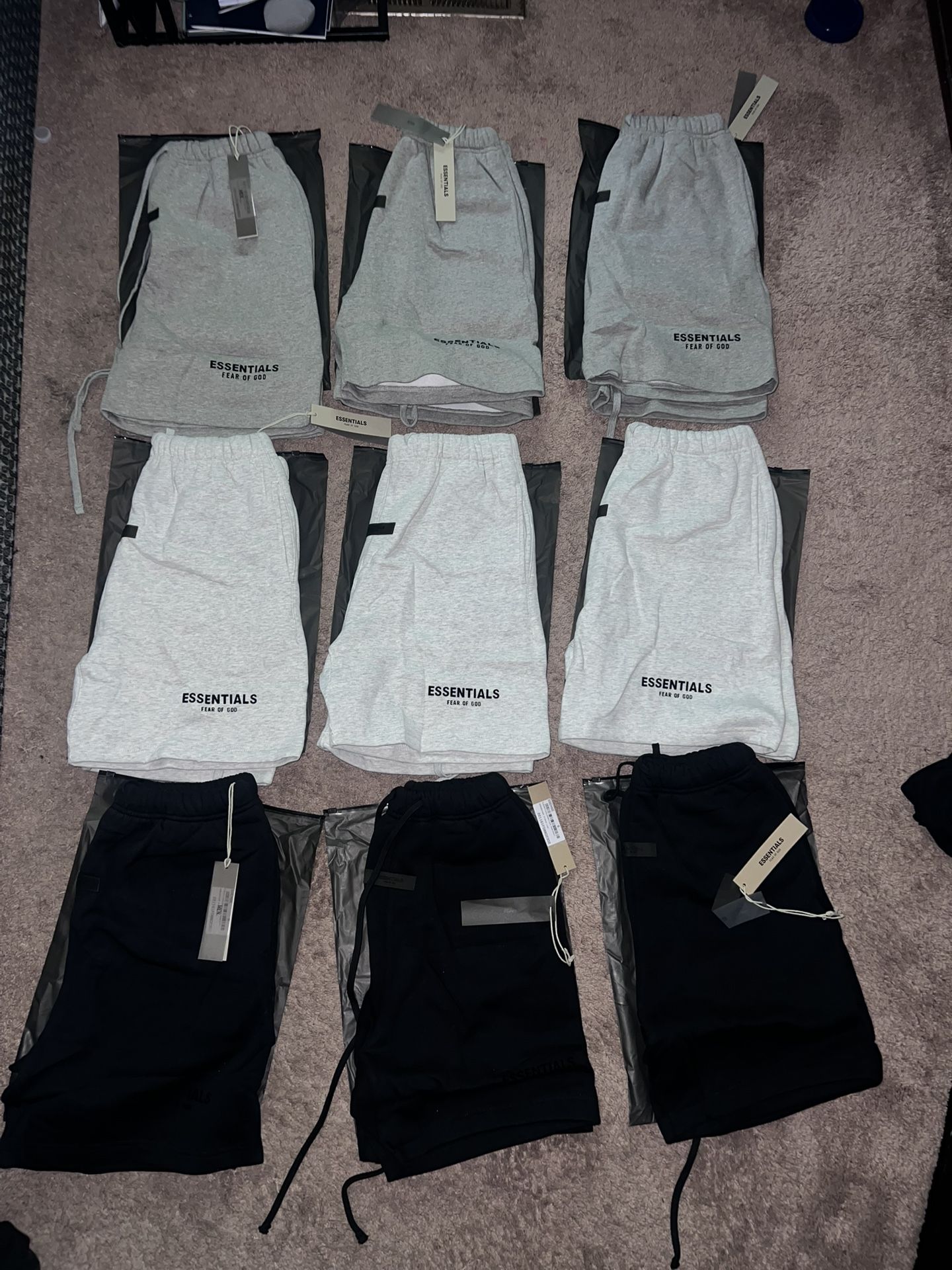 Essentials Shorts Black Grey And Cream