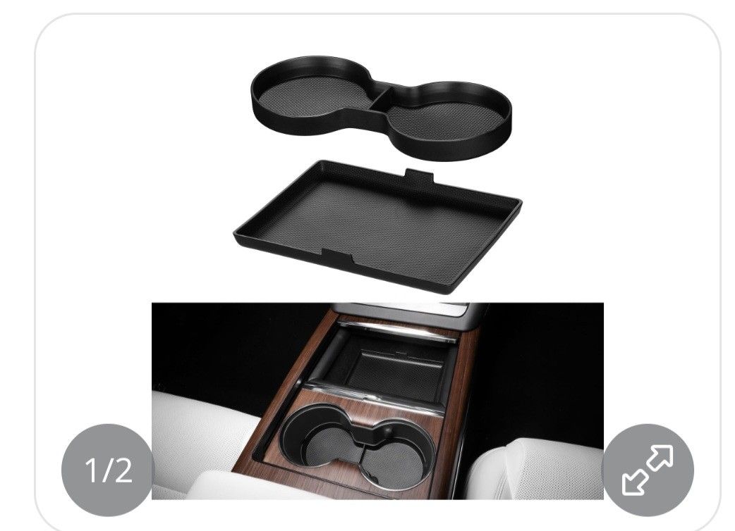 BASENOR Tesla Model S Model S Plaid Model X Model X Plaid Center Console Storage Organizer Box Tray Pad TPE Cup Holder Insert Mat for Tesla Interior A