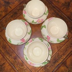 Vintage Franciscan Desert Rose Tea Set – 4 Cups & Saucers