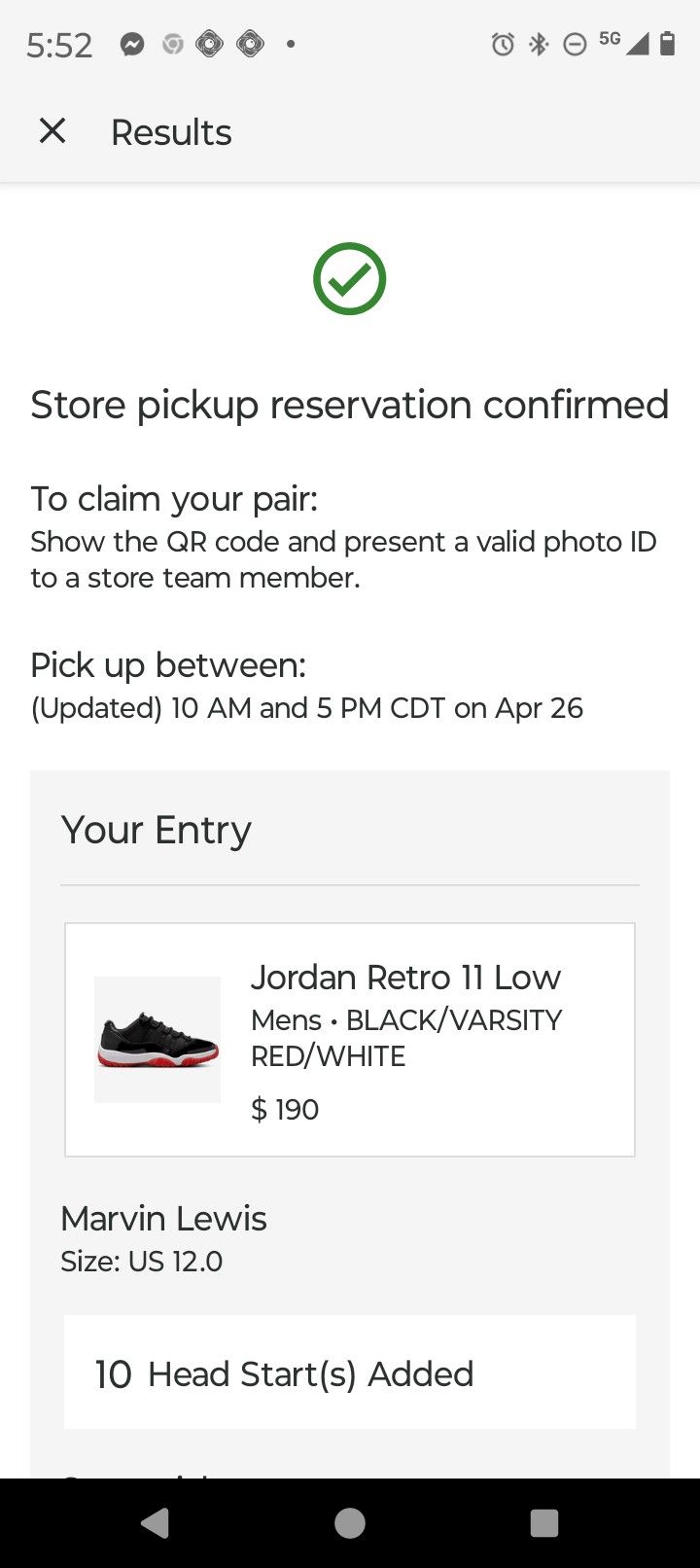 Jordan 11 Bred Low Size 12