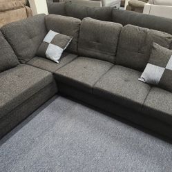 Gray Sectional Fabric Sofa Love