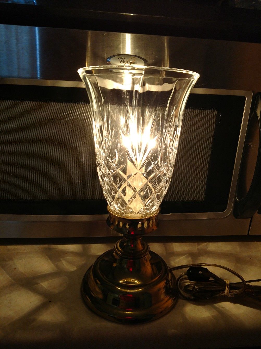 Vintage Crystal Hurricane Lamp