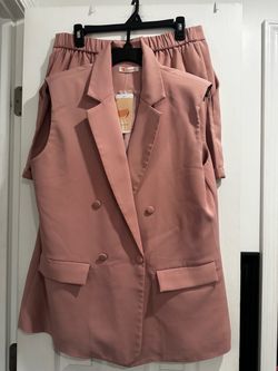 Kirundo Pink Blazer Vest and Pants Set