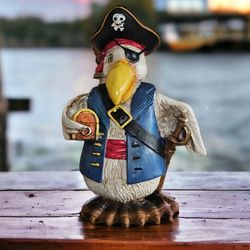 LOW STOCK! Brand New! 6 1/4"Pirate Bird Sculptures Coastal Nautical | SHIPPING IS AVAILABLE