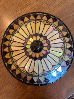 Tiffany Style Two Light Flush Mount Ceiling Lamp