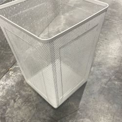 White Metal Basket Trash Can
