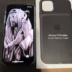 iPhone 11 Pro Max Unlocked. 512 GBs.  And Smart Battery Case 