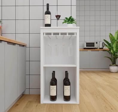 Newly assembled Small Bar Cabinets for Home with Wine Glass Rack, Farmhouse Liquor Cabinet