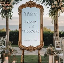 Wedding Mirror Decal, Personalized Welcome Sign, Custom Sticker, Reception Decor, Vinyl Lettering