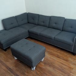 Gray Sectional Sofa With Ottoman 