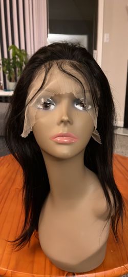 100%Human hair wig Black Straight Lace Front Wig