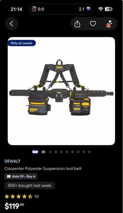DEWALT Carpenter Tool Belt – New/Open Box – $60