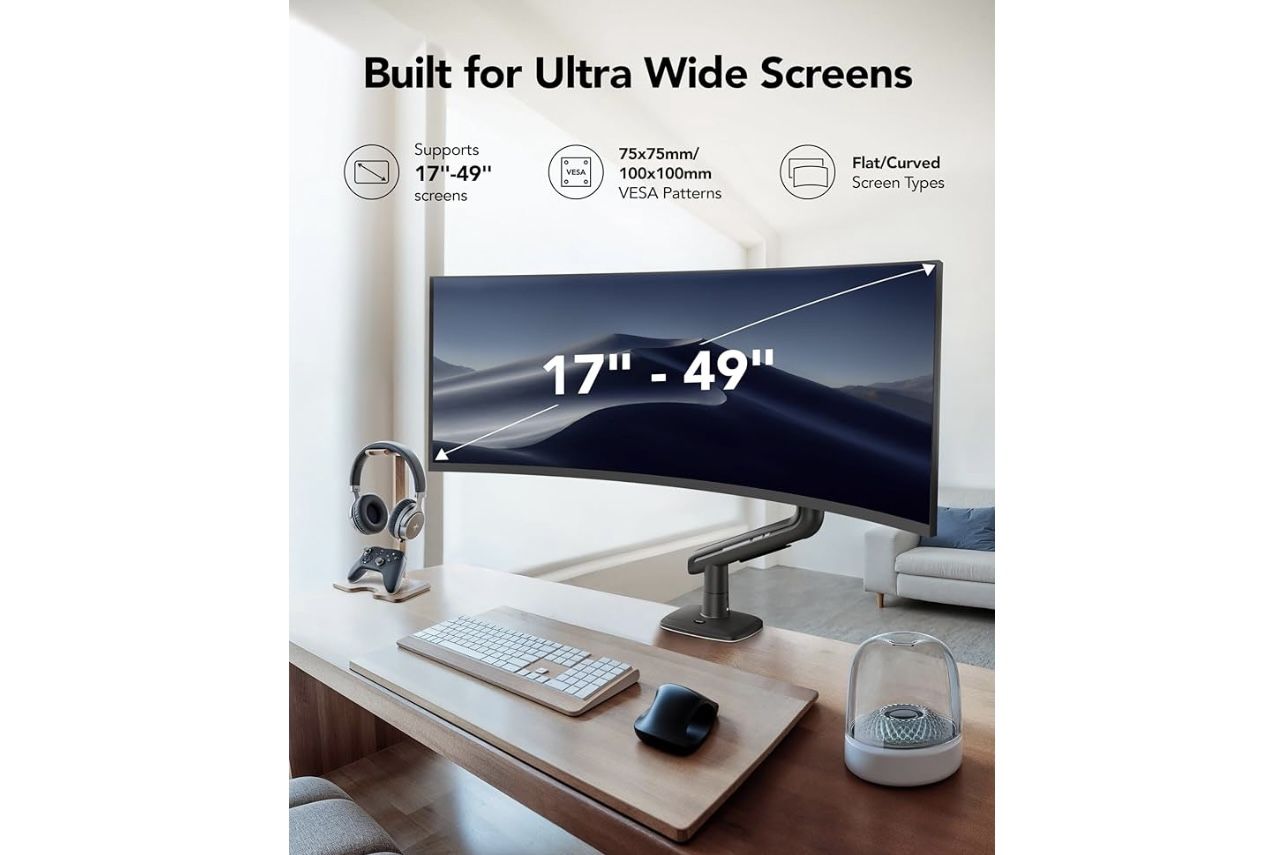 TitanLift™ Heavy Duty Monitor Arm for Ultrawide Screens up to 49", Holds 40