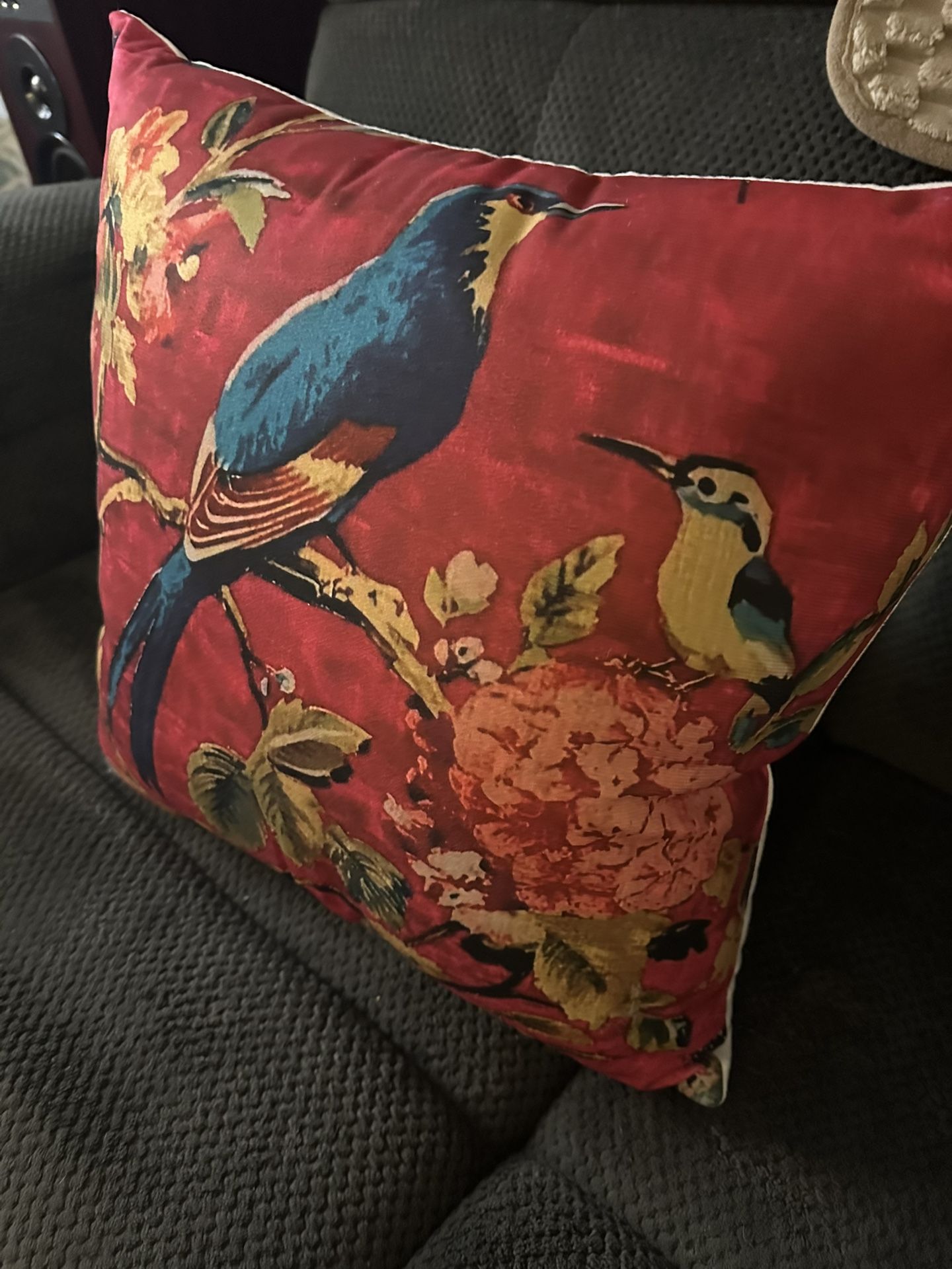 New - Birds Perching - Throw Pillow 18x18” Includes Zipper