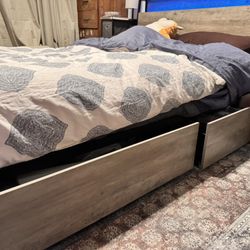 Full Size Bed frame With 4 Storage Drawers