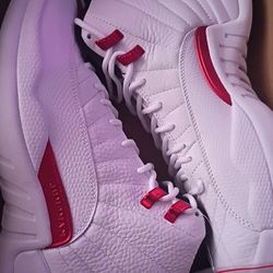 Red and white Jordans