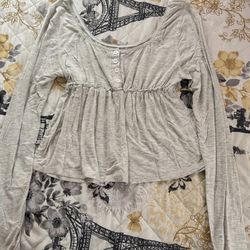 Gray Baby Doll Top