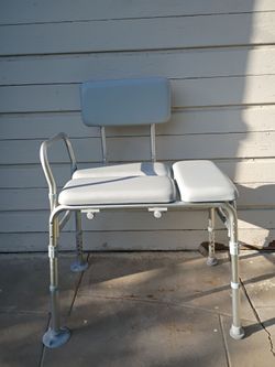 Bathtub = Shower = Bench with backside and wide adjustable seat.