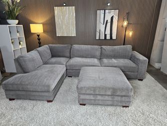Penelope Furniture Brand  Fabric Sectional with Ottoman