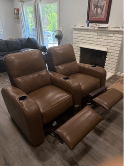 Jonathan Louis Brown Leather Theater Recliners (Pair) – MOVE OUT SALE