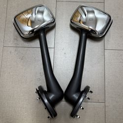 Pair 2008-2016 Freightliner Cascadia Hood Back Mirrors Chrome driver passenger Side Set