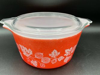 Vintage Pyrex JAJ Coral Gooseberry 473 With Original Lid