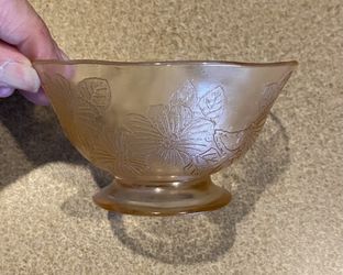 Vintage Dogwood Pink Glass Sherbet Bowl