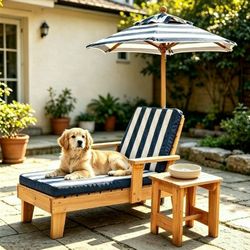 Dog Lounge Chair with Canopy & Removable Cushion