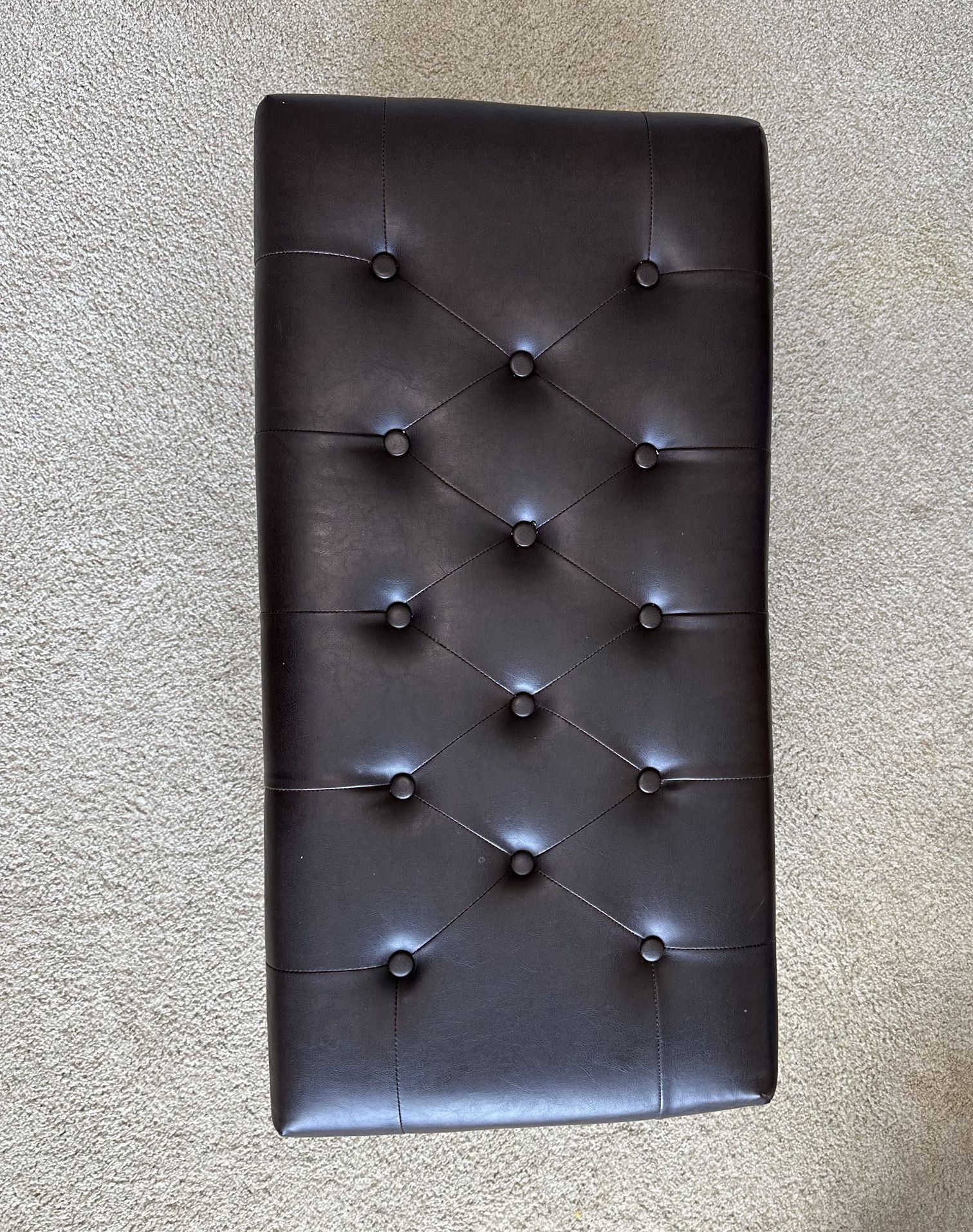 Large dark brown storage Ottoman With Chrome Detail