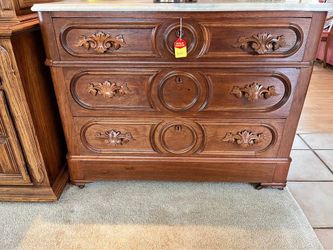 19th Century Marble Top Chest of Drawers w/ Casters