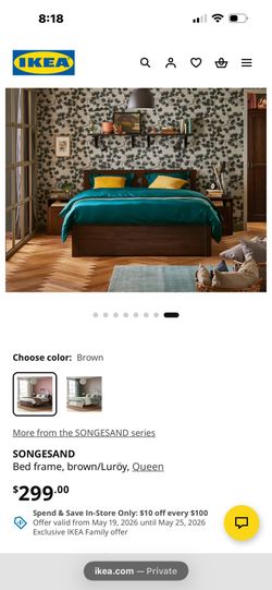 Bed frame, brown/Luroy, Queen