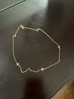 14k Gold Danty Sparkly 3 Cross Necklace