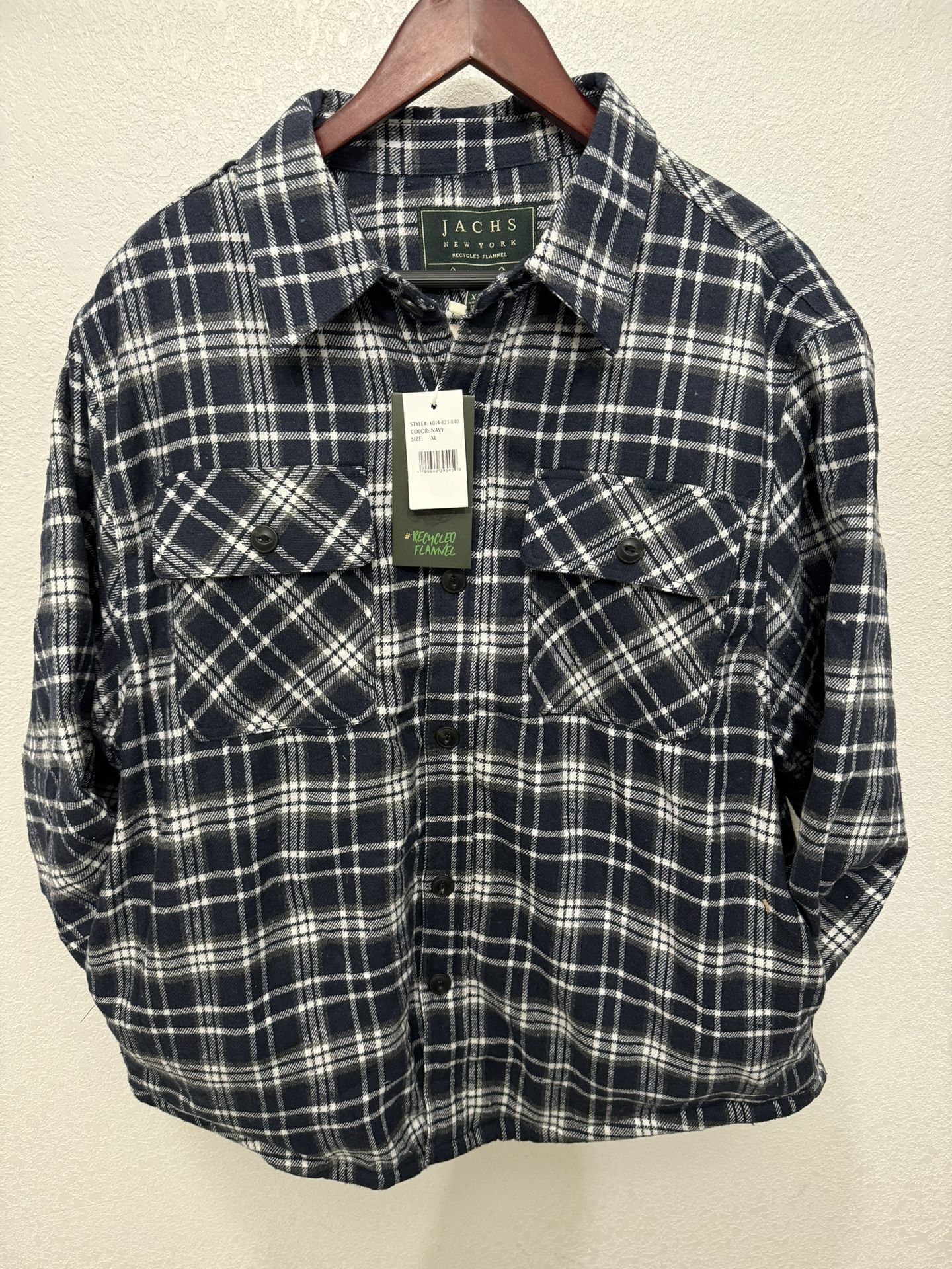 Jachs New York Sherpa Lined Navy Flannel Jacket Size XL *NWT*