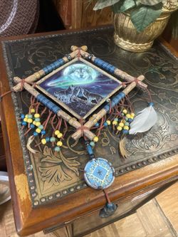 Vintage wolf dreamcatcher art