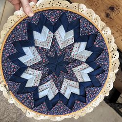Handcrafted Quilt Star Hoop Wall Art