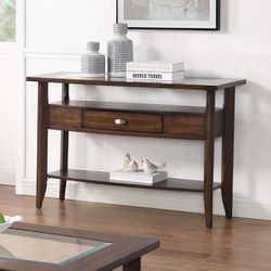 Brand New Dark Walnut Transitional Style Sofa Table