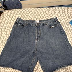 Obey blue denim shorts jorts with dog design men’s 38 waist