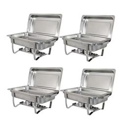4 Pack Premier Chafers Stainless Steel Chafing Dish 11 Qt. Full Size Buffet Trays  